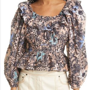 NWT Ulla Johnson Asmara Peplum Top, Size 2